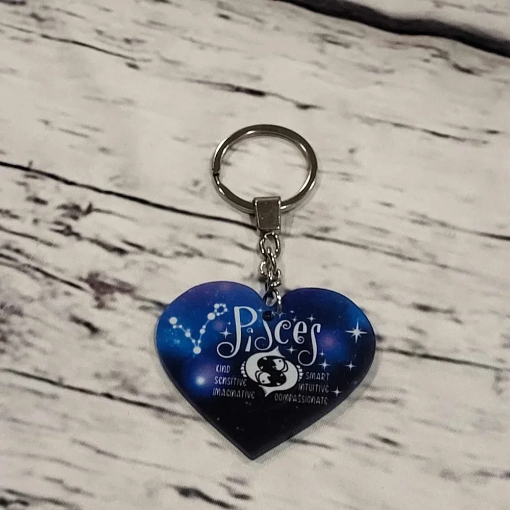 New Zodiac Universe Blue Heart Pisces Keychain